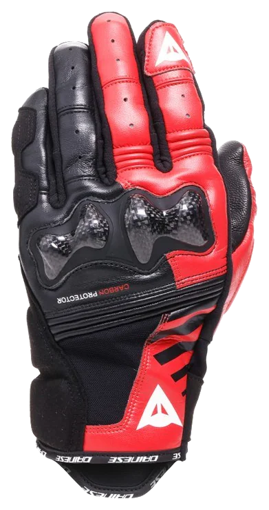 Dainese Reacto Carbon Black Red Lava Short Deri Eldiven görsel 2