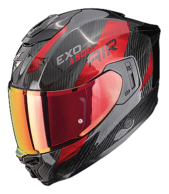 Scorpion EXO-1500 Carbon Air Platted Kapalı Motosiklet Kaskı Siyah / Kırmızı