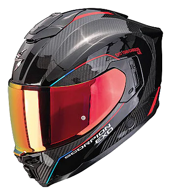 Scorpion EXO-1500 Air Carbon Mundi Kapalı Motosiklet Kaskı Siyah / Kırmızı / Mavi