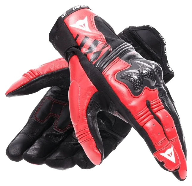 Dainese Reacto Carbon Black Red Lava Short Deri Eldiven - Deri Eldivenler