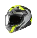 HJC F100 Bios MC3HSF Çene Açılır Motosiklet Kaskı Gri Neon Sarı görsel 2