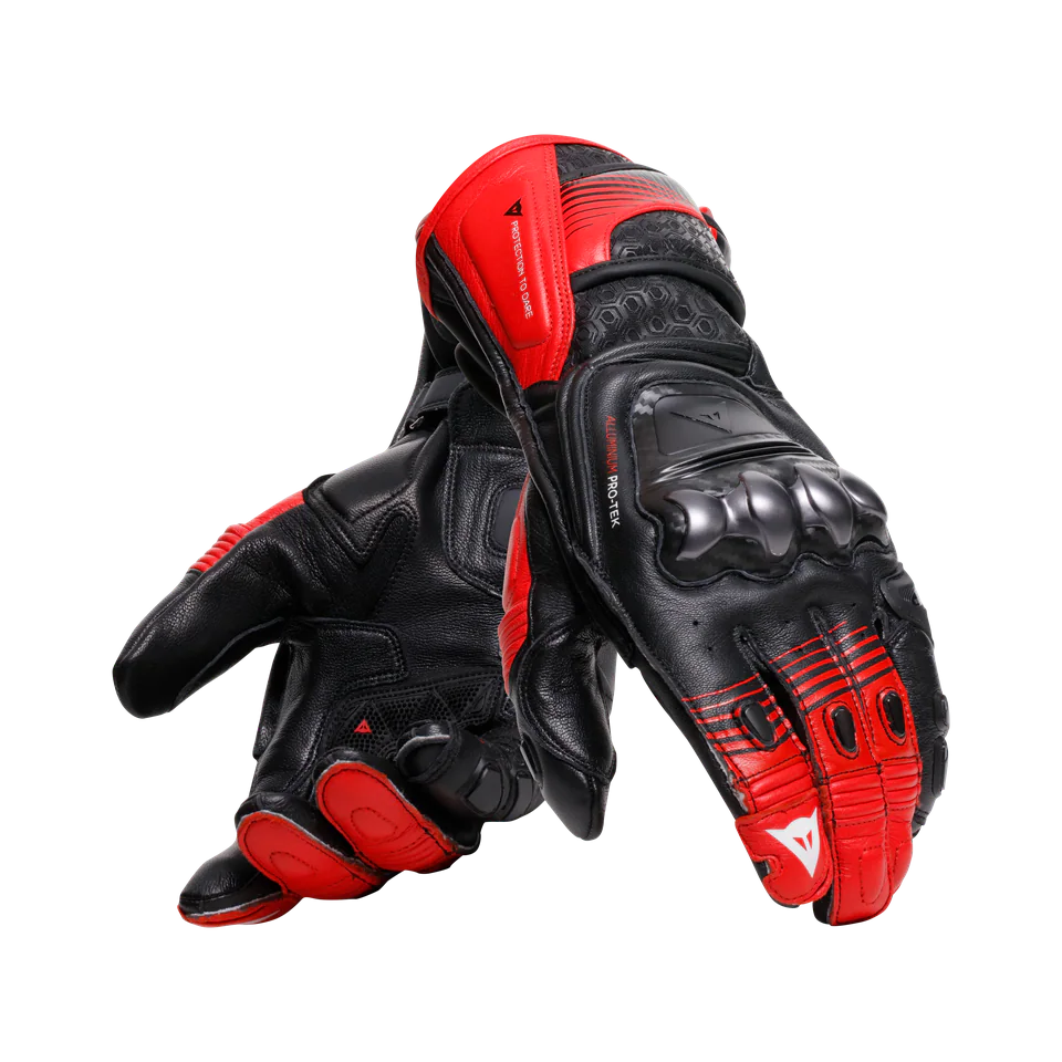 Dainese Fiero Metal Black Red Lava White Deri Eldiven