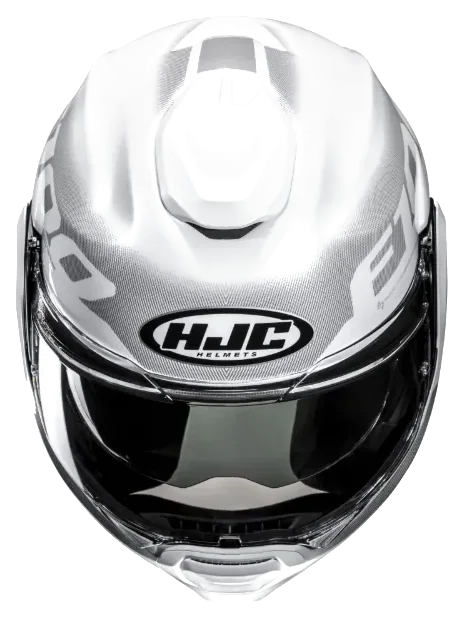 HJC F100 Hetal MC10 Çene Açılır Motosiklet Kaskı Gri Beyaz görsel 4
