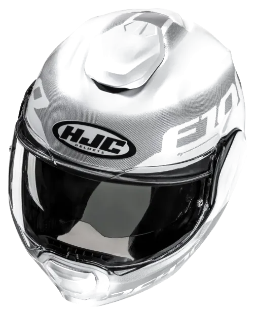 HJC F100 Hetal MC10 Çene Açılır Motosiklet Kaskı Gri Beyaz görsel 5