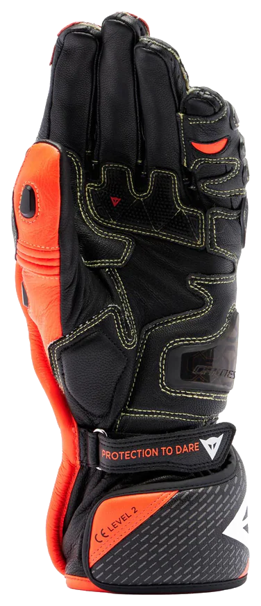 Dainese Full Metal 7 Black Red Fluo Deri Eldiven görsel 4