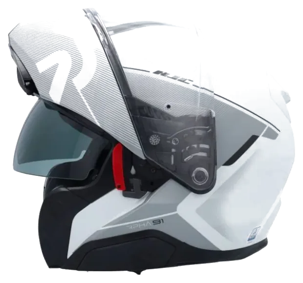 HJC RPHA91 Combust MC10 Çene Açılır Motosiklet Kaskı Beyaz Gri görsel 4
