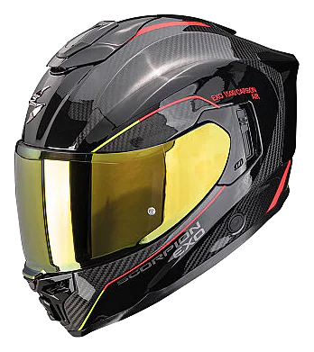 Scorpion EXO-1500 Air Carbon Mundi Kapalı Motosiklet Kaskı Siyah / Kırmızı / Sarı