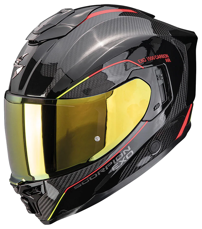 Scorpion EXO-1500 Air Carbon Mundi Kapalı Motosiklet Kaskı Siyah / Kırmızı / Sarı görsel 2
