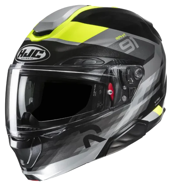 HJC RPHA91 Madal MC3H Çene Açılır Motosiklet Kaskı Siyah Neon Sarı