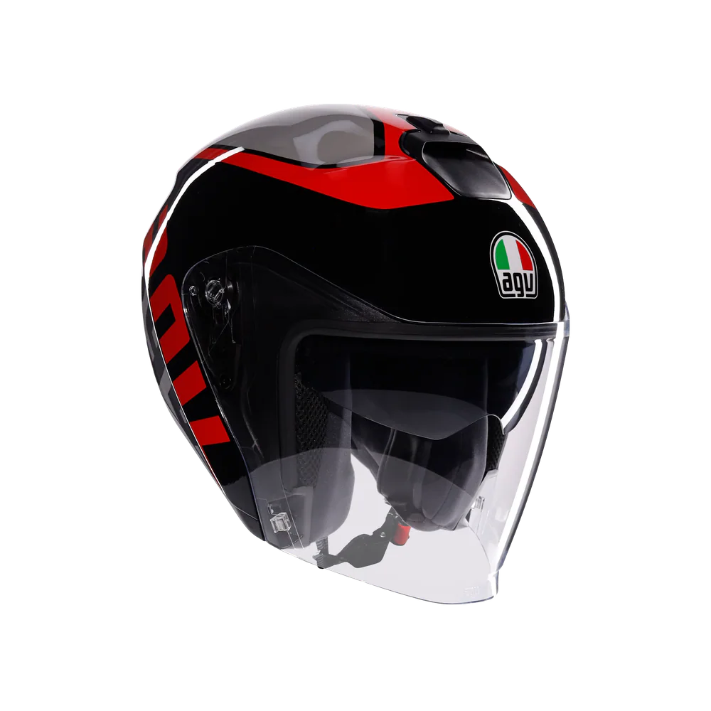 Agv irides Valenza Matt Grey Blk Red Açık Kask - Açık Kasklar