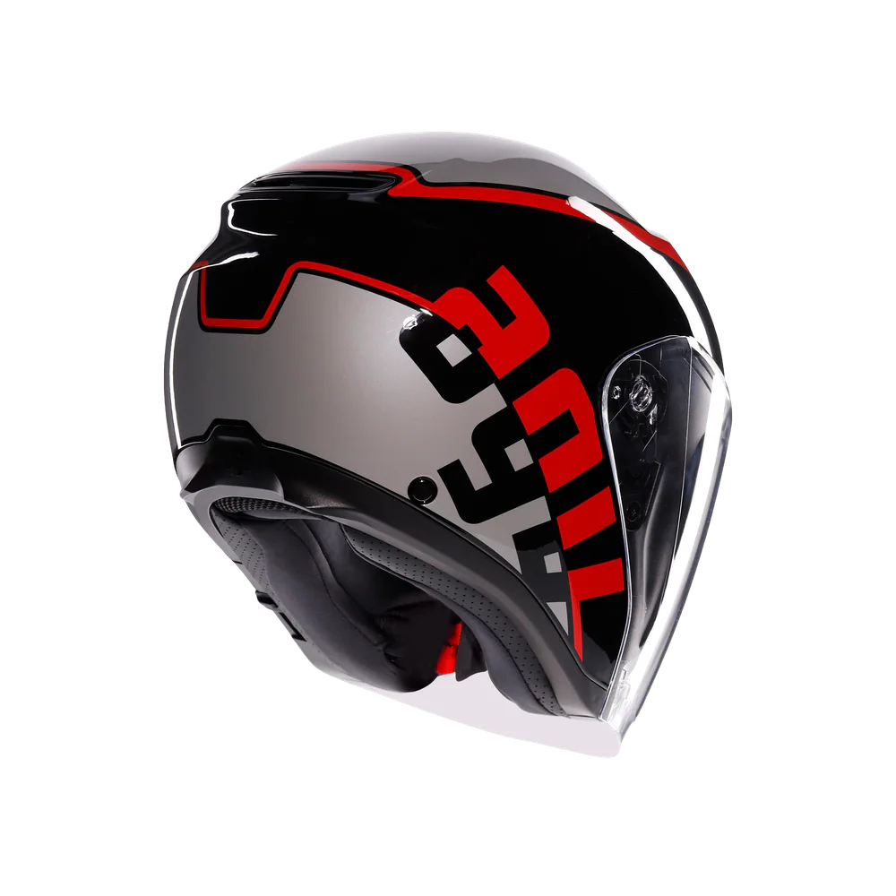 Agv irides Valenza Matt Grey Blk Red Açık Kask - Açık Kasklar görsel 3